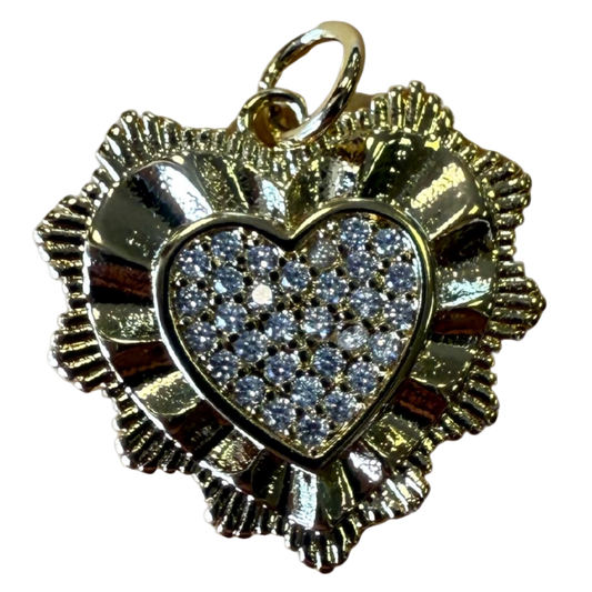 MEDIUM GOLD + DIAMOND HEART CHARM