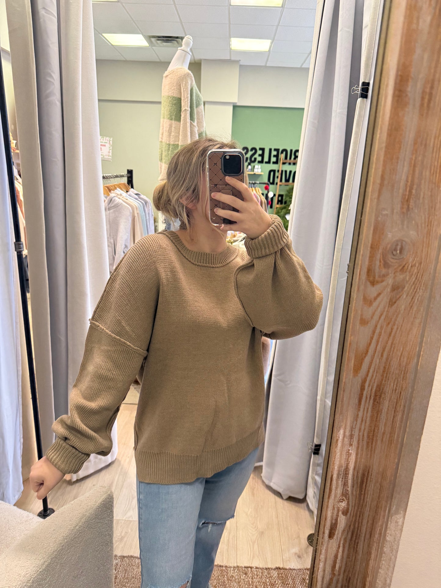 MOCHA DROP SHOULDER SWEATER