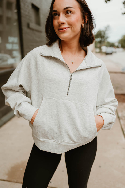 HEATHERED GRAY HALF ZIP SCUBA