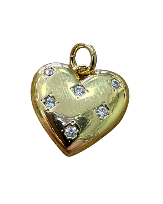ROUNDED DIAMOND HEART CHARM