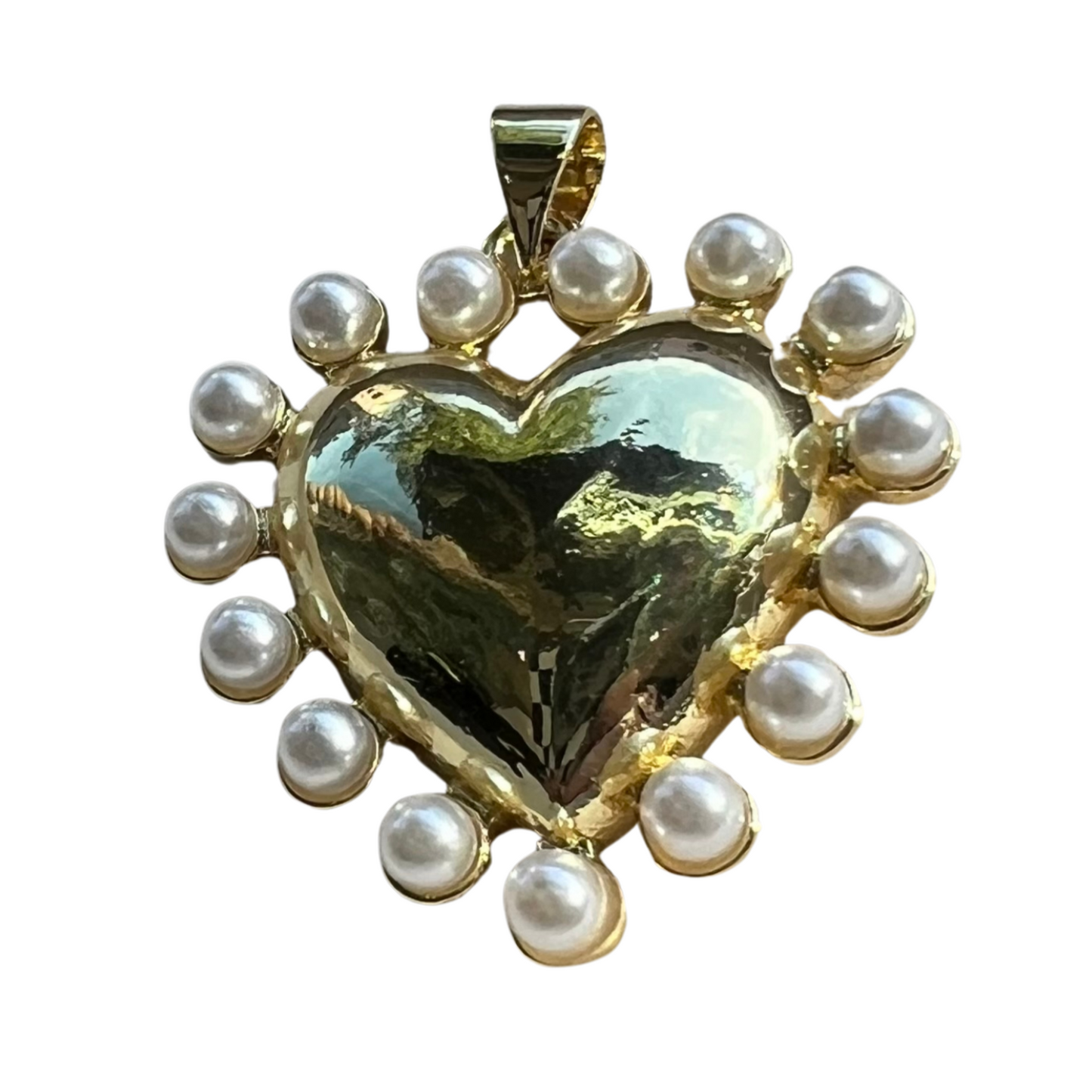 PEARL EDGE LARGE HEART CHARM