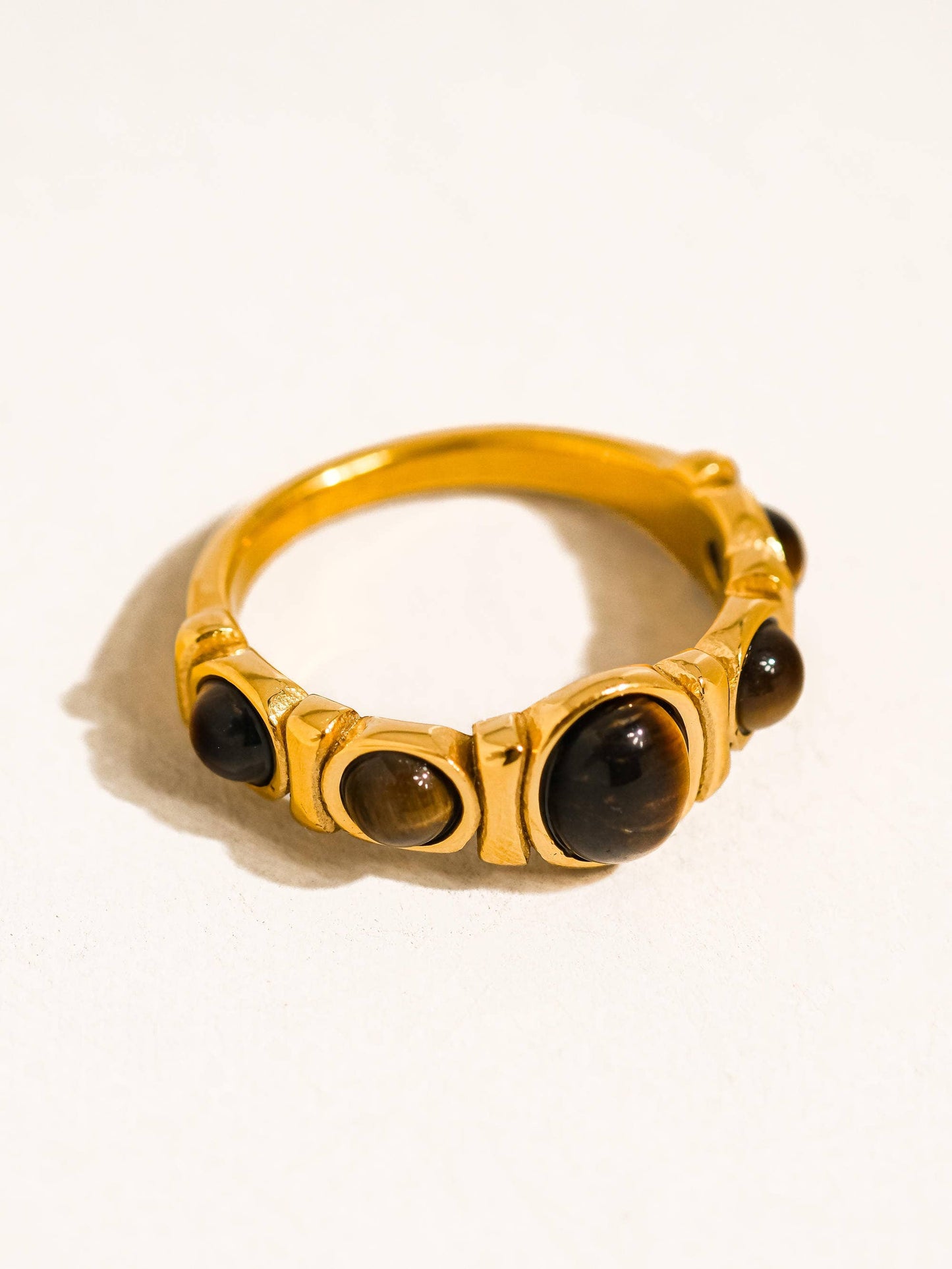 GOLD NON TARNISH TIGER EYE RING