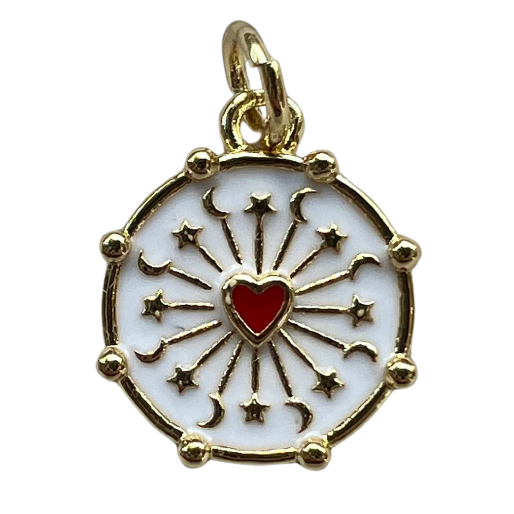 WHITE + RED HEART PENDANT CHARM