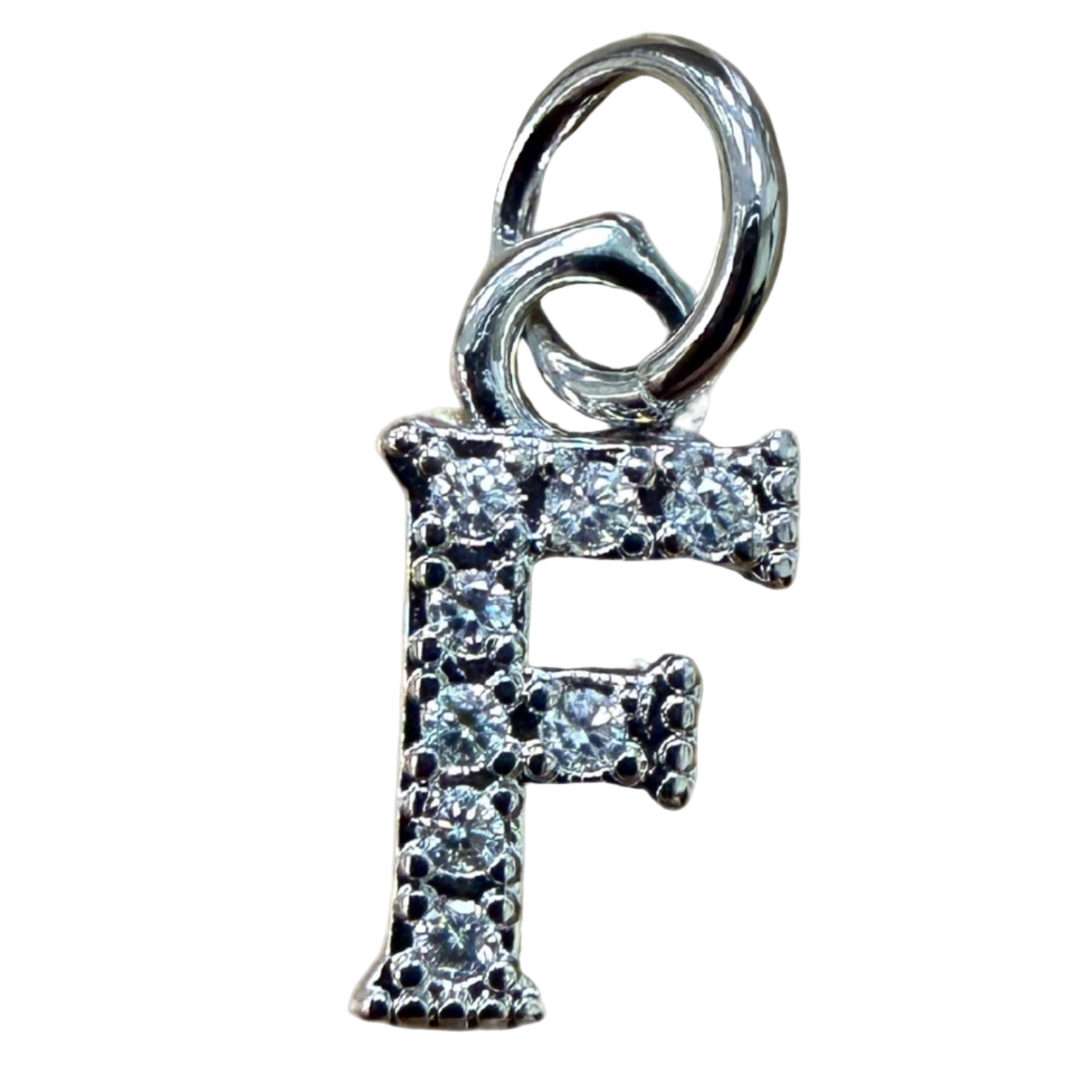 SMALL DIAMOND SILVER INITIAL CHARM