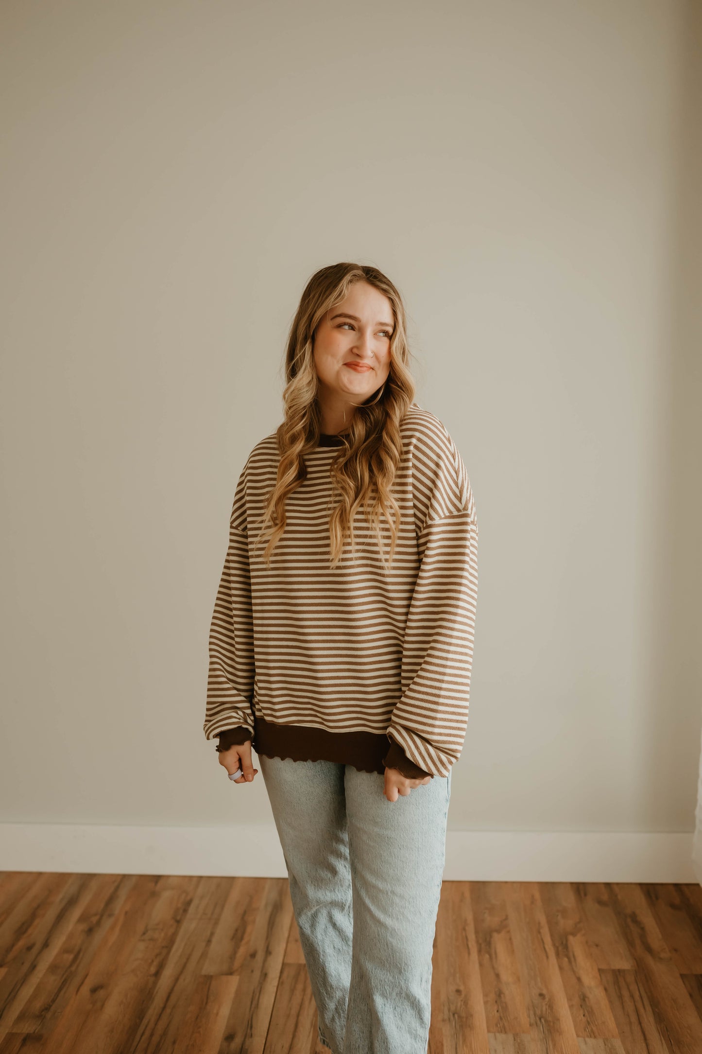 BROWN STRIPED LONG SLEEVE