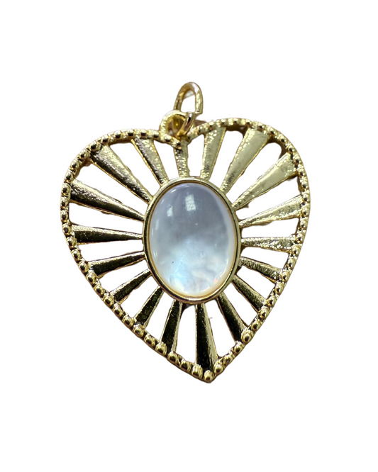 LARGE OPAL HEART CHARM