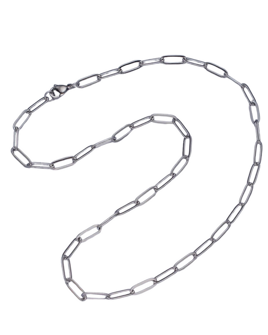 SILVER PAPERCLIP CHAIN 17.5 IN