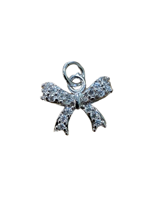 SILVER DIAMOND BOW CHARM