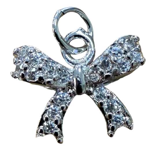 SILVER DIAMOND BOW CHARM
