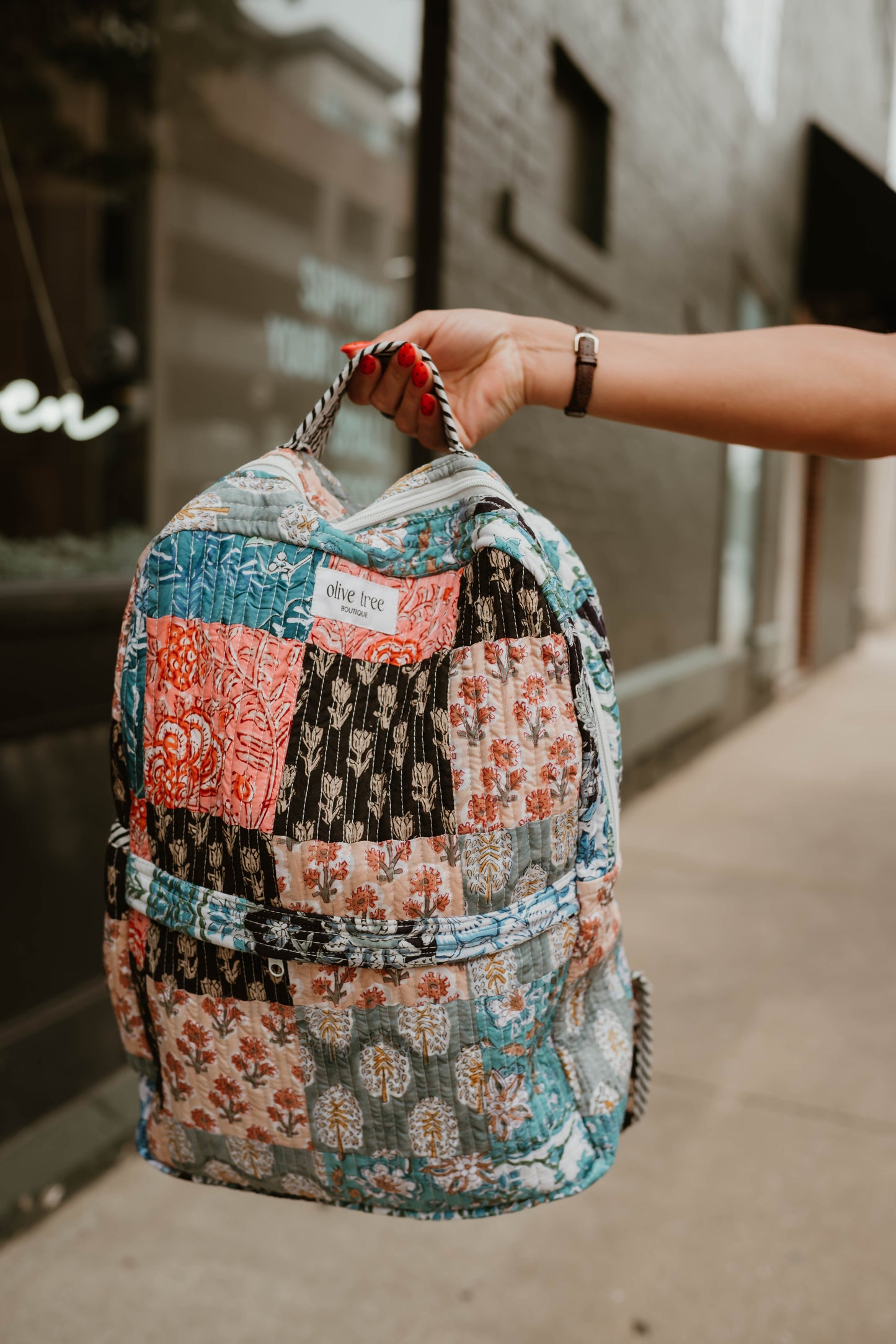 MIDNIGHT QUILTED PATCHWORK BACKPACK