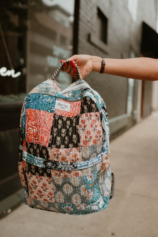 MIDNIGHT QUILTED PATCHWORK BACKPACK