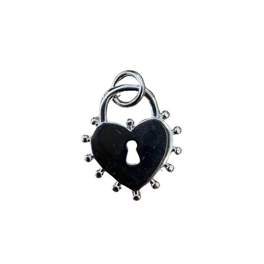 SILVER HEART LOCK CHARM