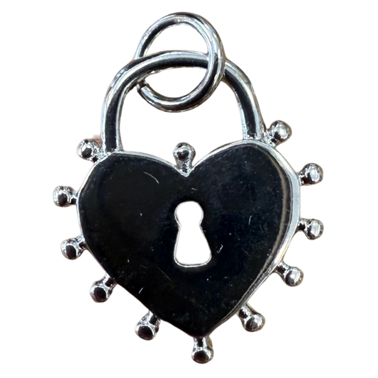 SILVER HEART LOCK CHARM