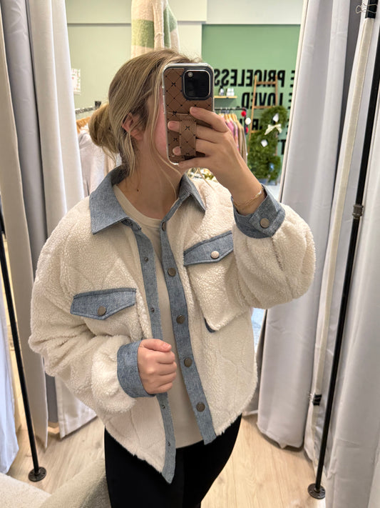 QUILTED FAUX FUR JACKET