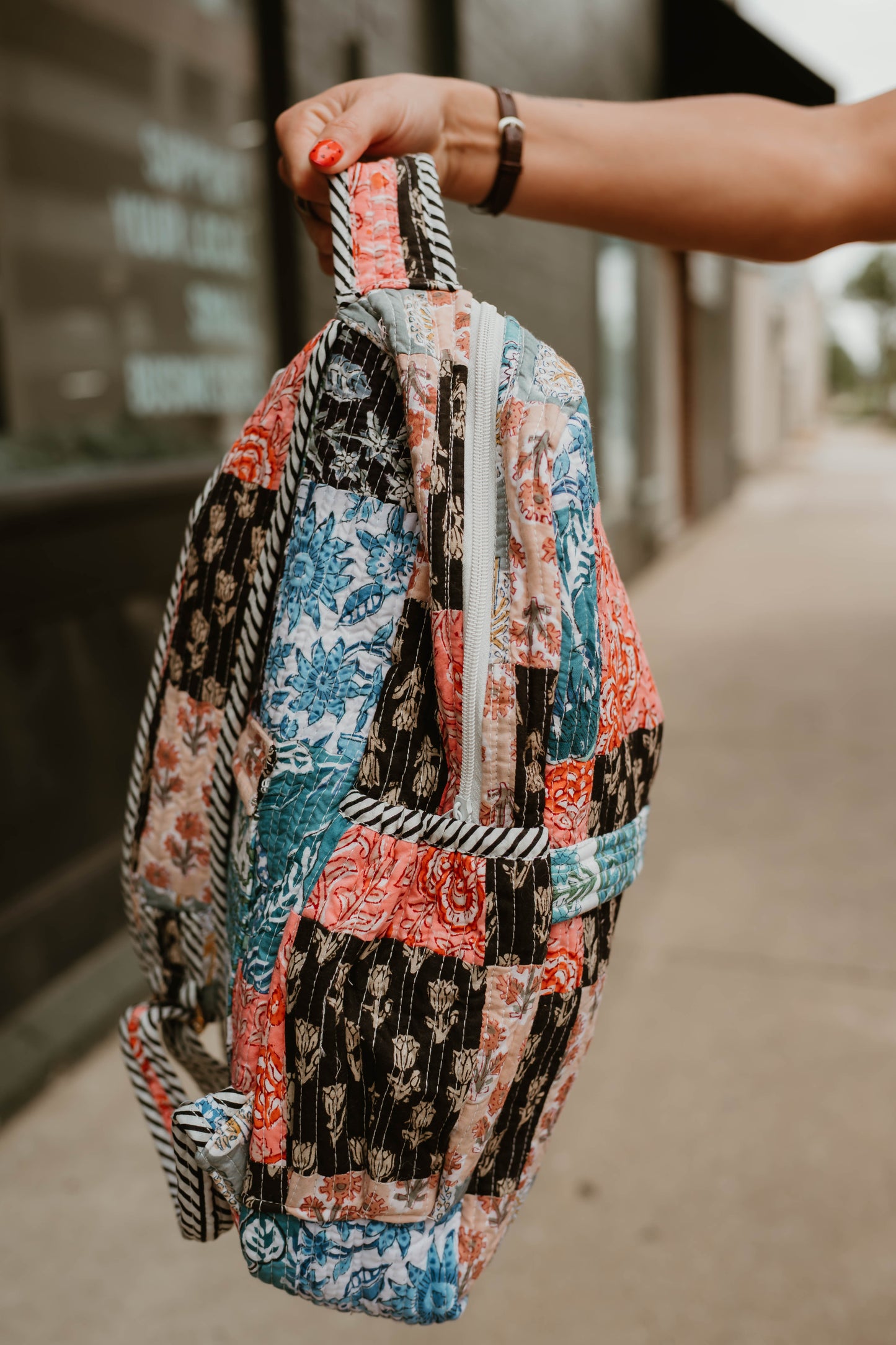 MIDNIGHT QUILTED PATCHWORK BACKPACK