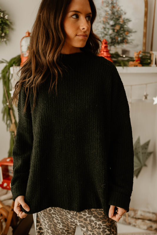 MOCK NECK OVERSIZED SWEATER TOP