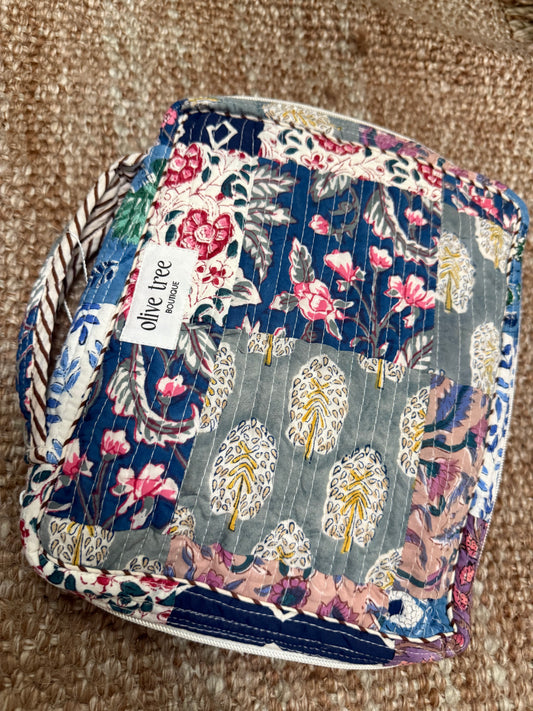 NAVY + PURPLE QUILTED PATCHWORK BIBLE CASE