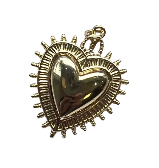 LARGE GOLD EDGE HEART CHARM
