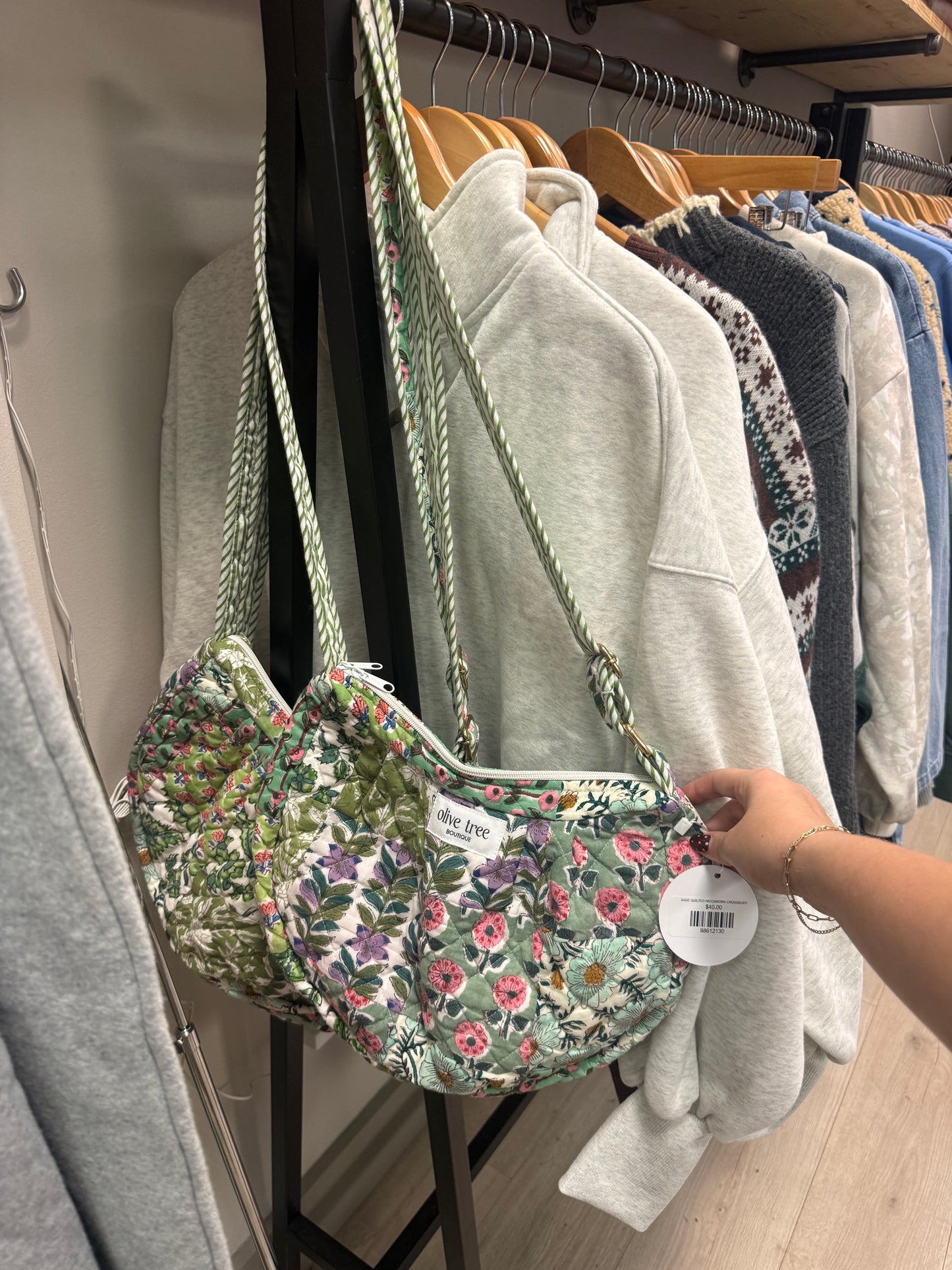 SAGE QUILTED PATCHWORK CROSSBODY