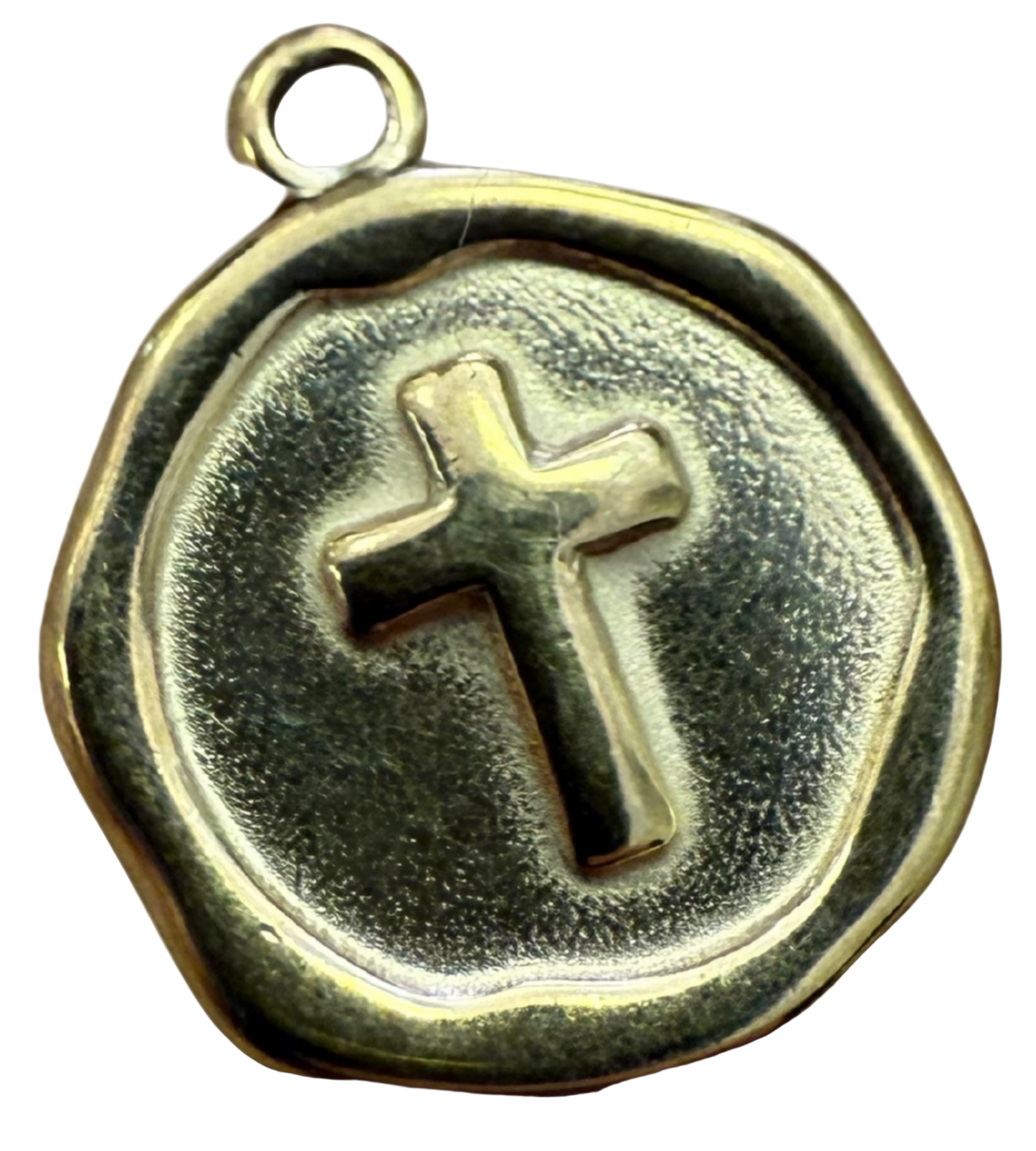 GOLD ROUND CROSS PENDANT CHARM