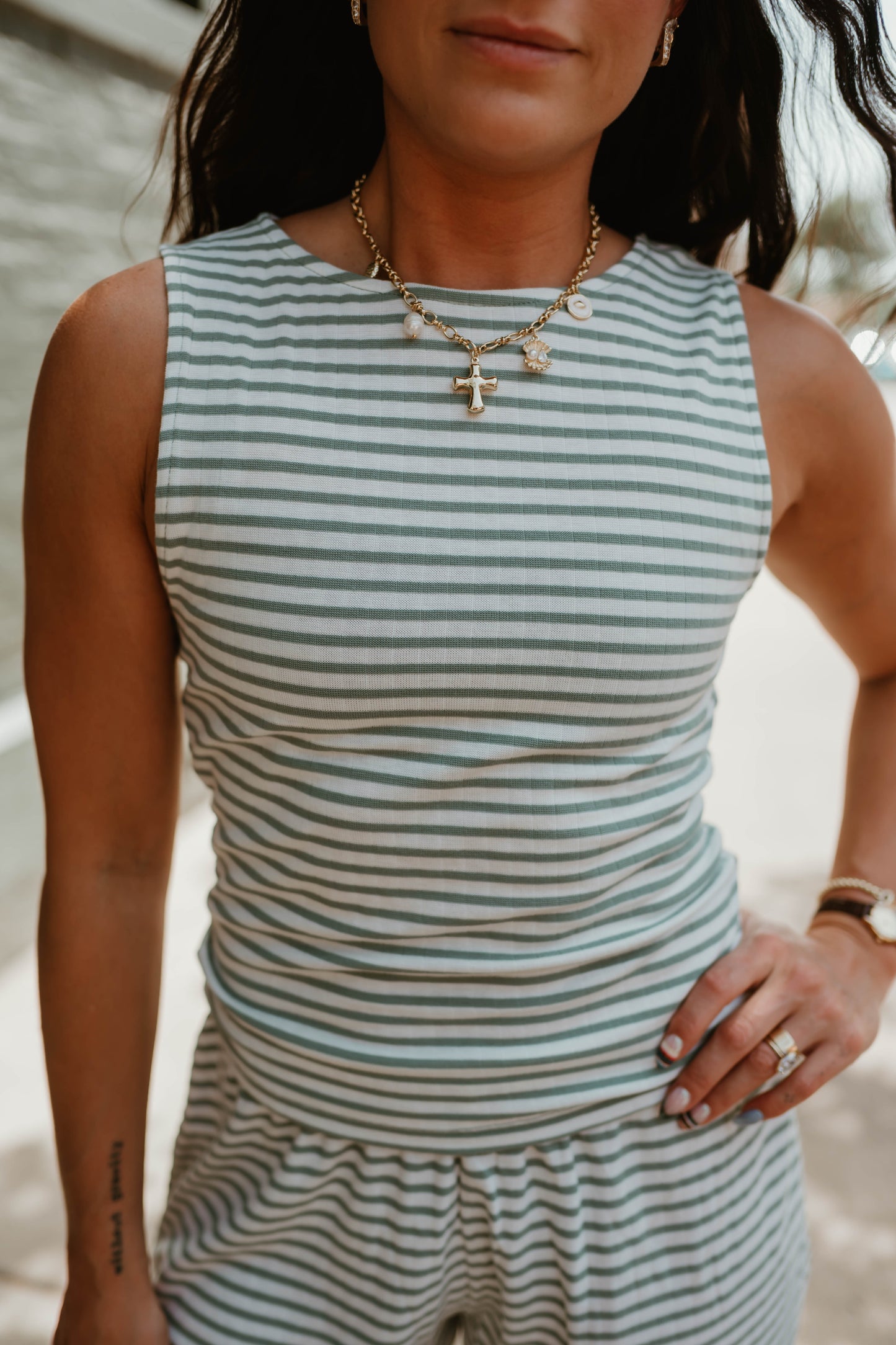 SAGE STRIPED TANK + SHORTS SET