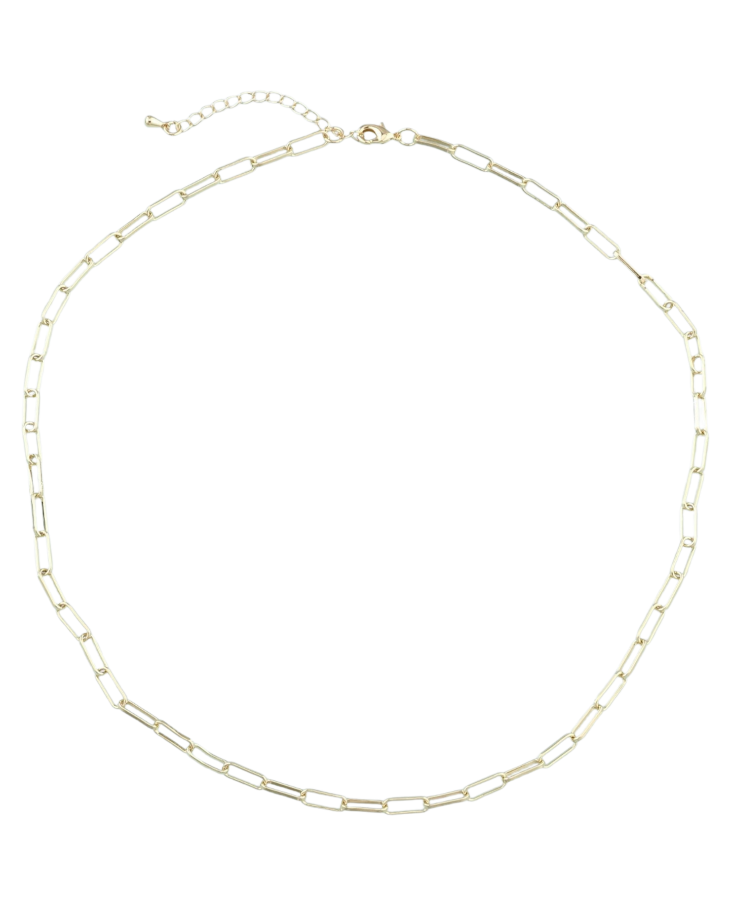 GOLD 18IN + 2IN EXT. PAPERCLIP FLAT LINK CHAIN