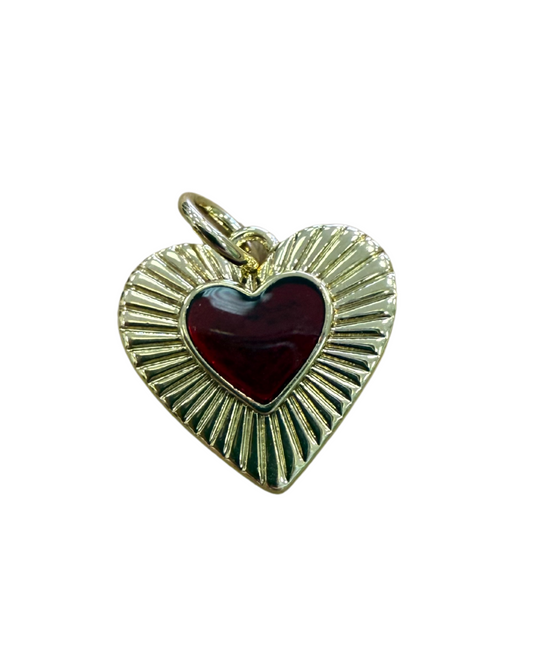 RUBY STONE HEART CHARM