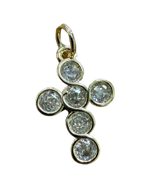 ROUND DIAMOND CROSS CHARM