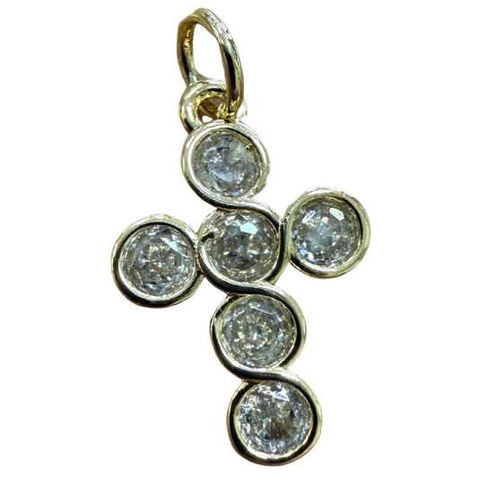 ROUND DIAMOND CROSS CHARM