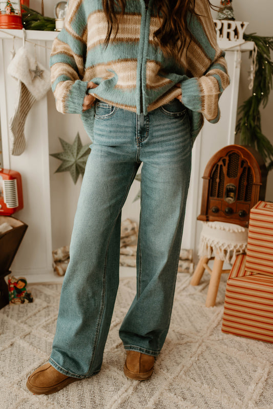 TUMMY CONTROL SUPER HIGH RISE BAGGY WIDE JEANS