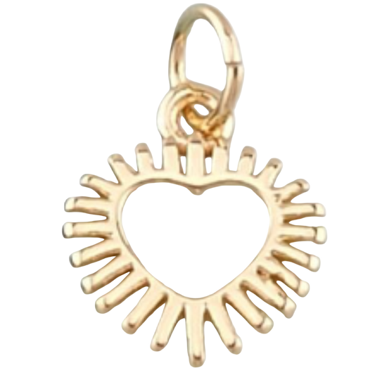 GOLD MINI HEART SUNBURST CHARM