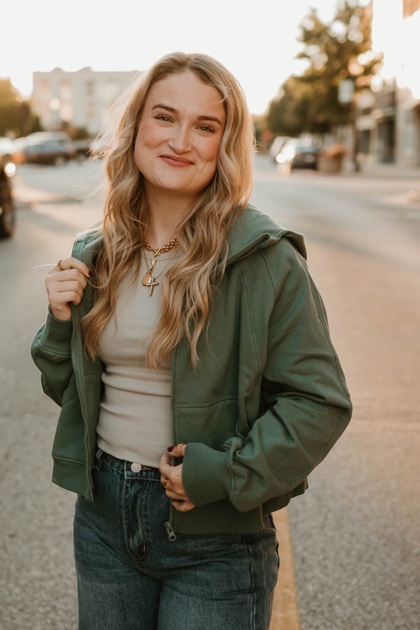 JADE CROPPED ZIP UP HOODIE