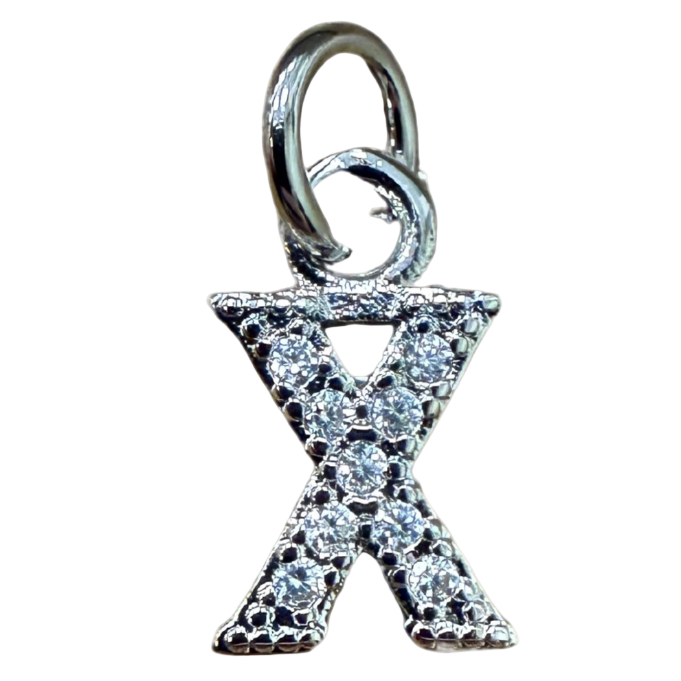 SMALL DIAMOND SILVER INITIAL CHARM