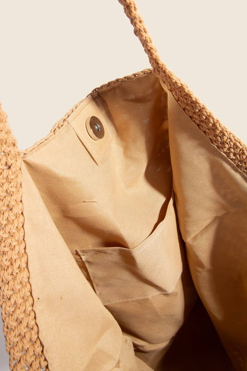 BRAIDED TAN TOTE BAG