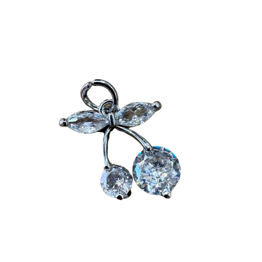 SILVER DIAMOND CHERRY CHARM