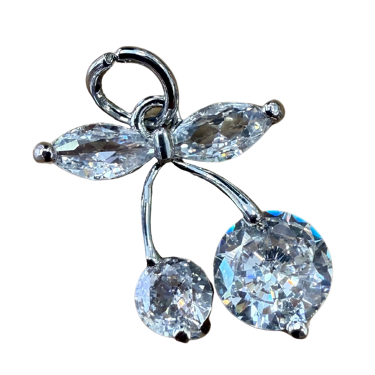 SILVER DIAMOND CHERRY CHARM