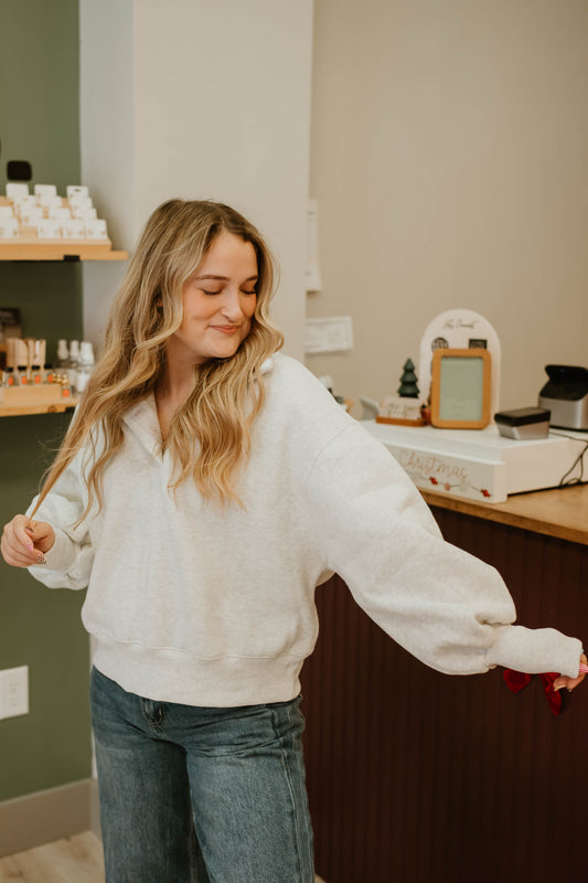 HALF BUTTON RELAXED FIT PULLOVER