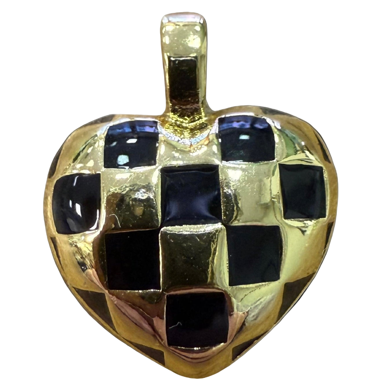 GOLD CHECKERED HEART CHARM