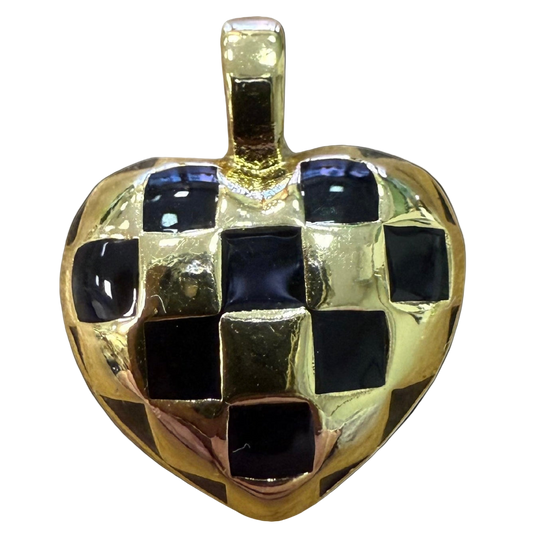 GOLD CHECKERED HEART CHARM