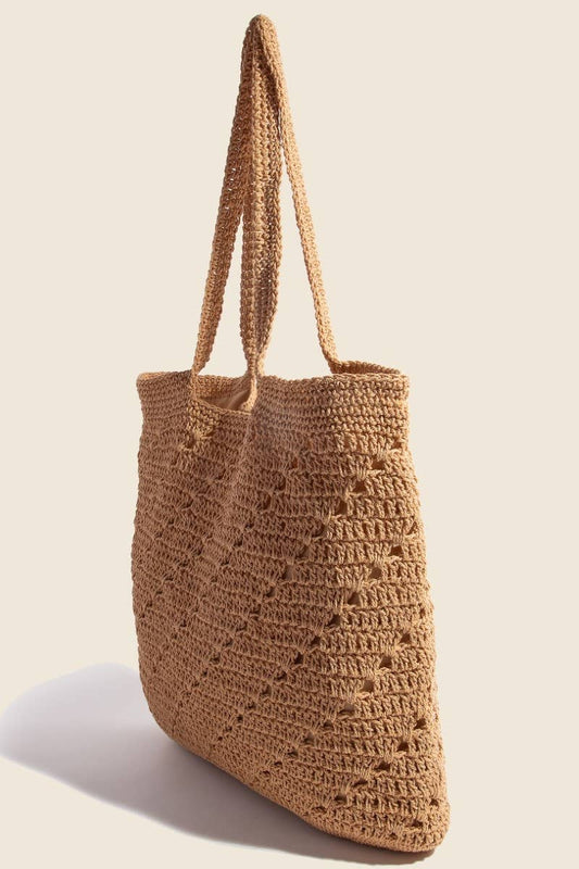 BRAIDED TAN TOTE BAG