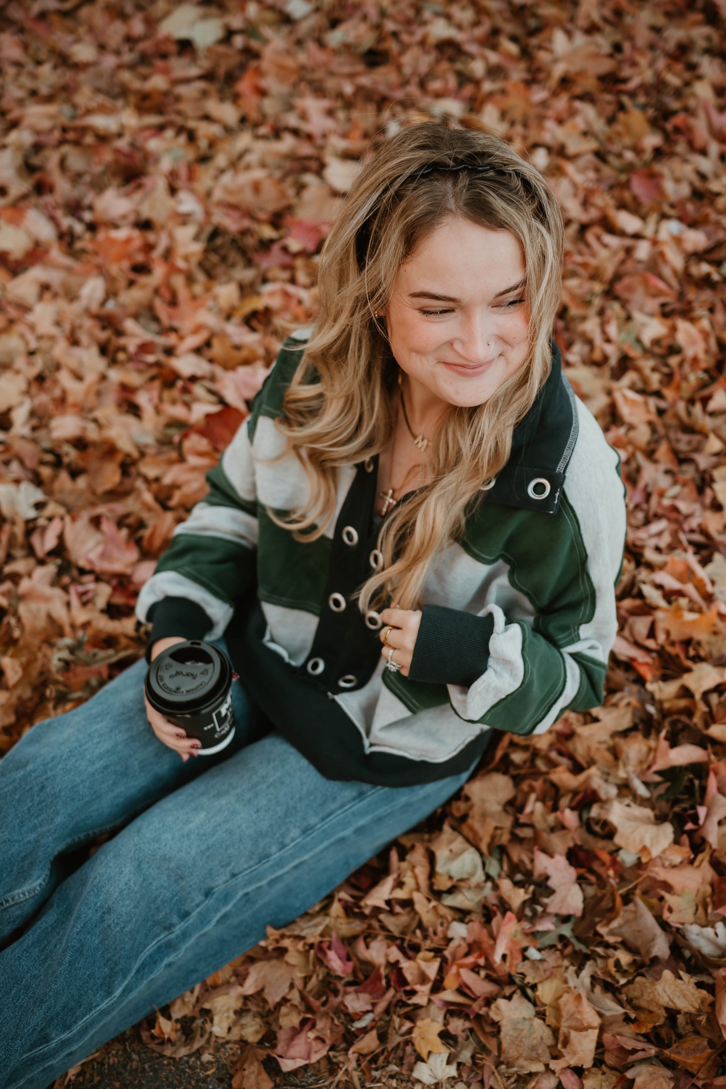 GREEN + GRAY STRIPED PULLOVER