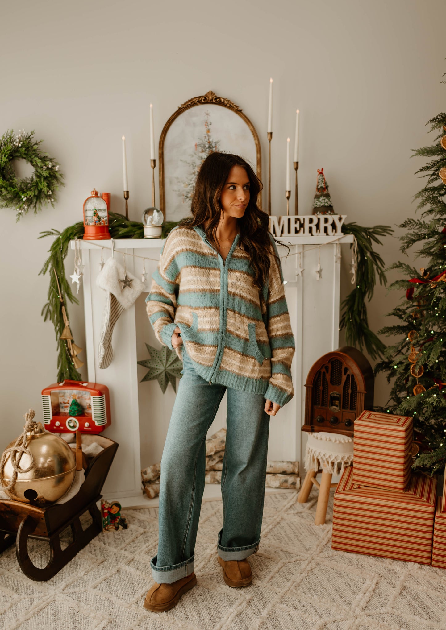 SWEATER HOOD ZIP UP JACKET