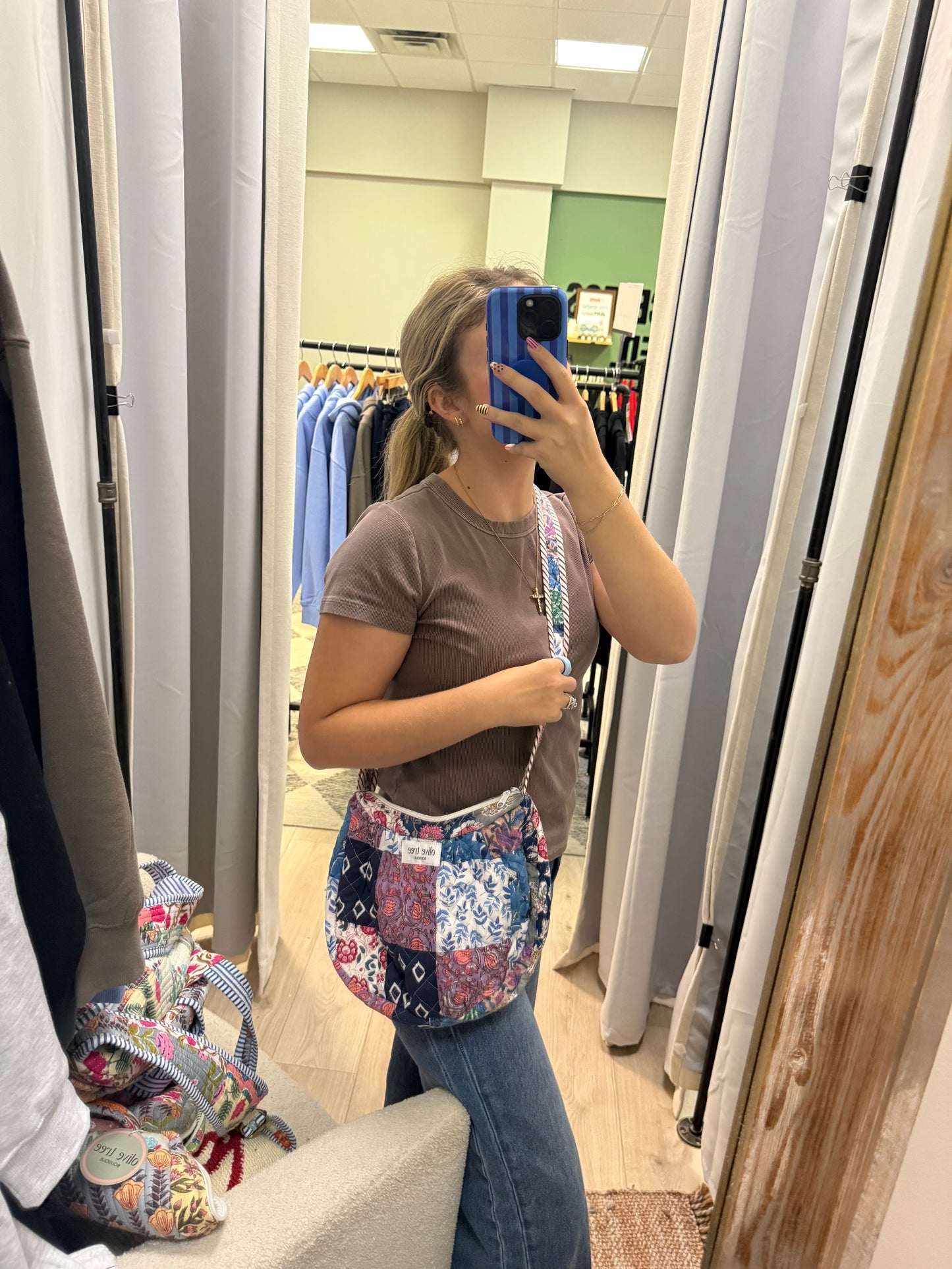 NAVY + PURPLE QUILTED PATCHWORK CROSSBODY