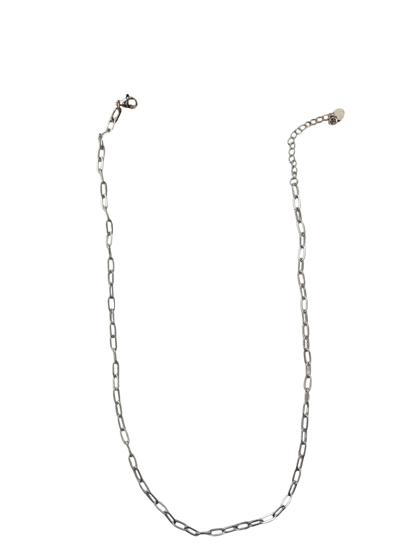 SILVER PAPERCLIP CHAIN 16IN + 2IN EXTENDER