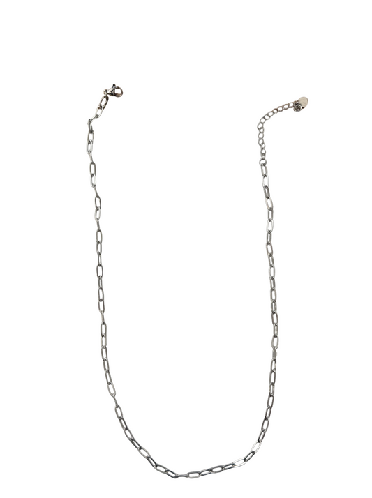 SILVER PAPERCLIP CHAIN 16IN + 2IN EXTENDER