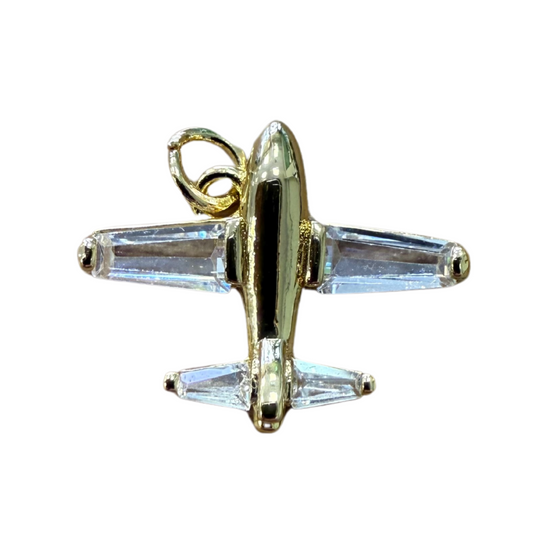 GOLD BAGUETTE AIRPLANE CHARM