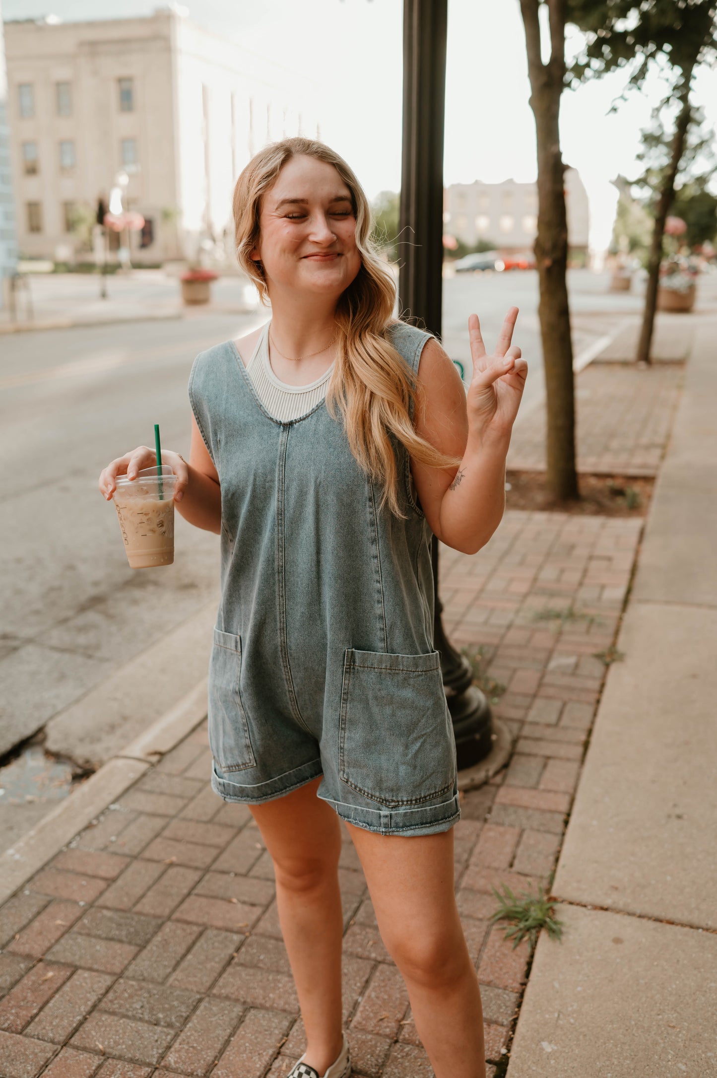 DENIM OVERALL ROMPER