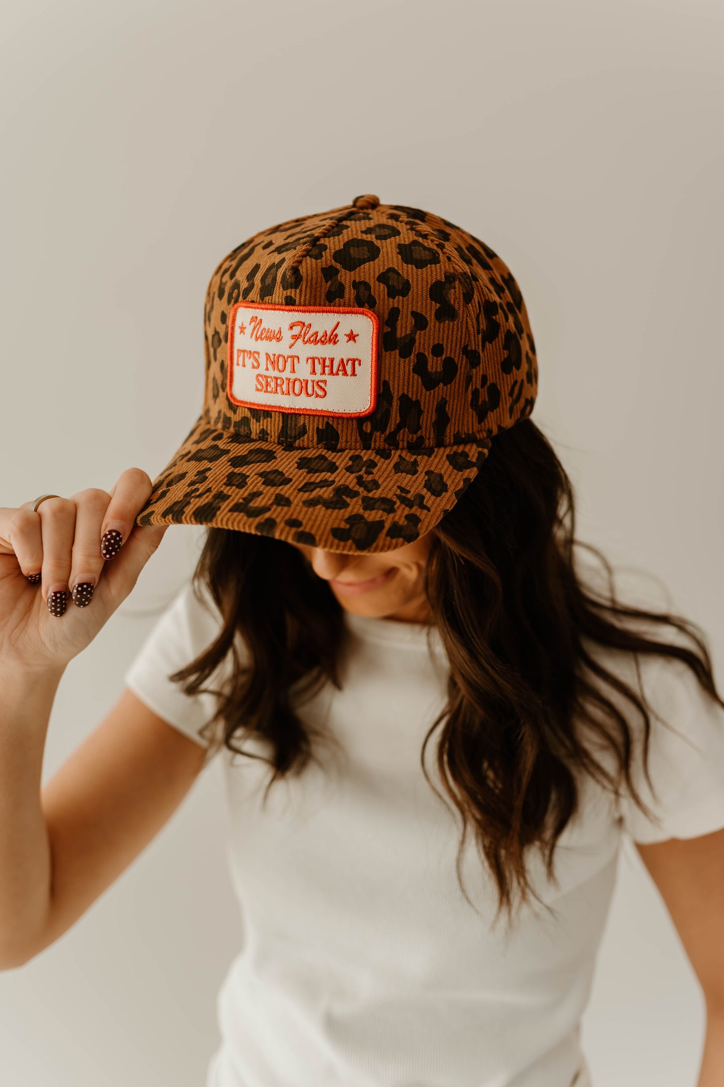 LEOPARD CORDUROY PATCH HAT