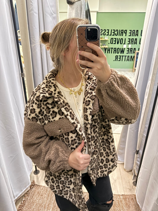 LEOPARD SHERPA SHACKET