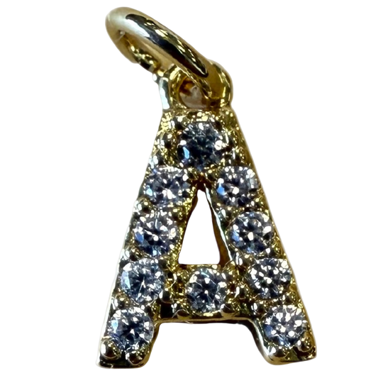 SMALL DIAMOND GOLD INITIAL CHARM
